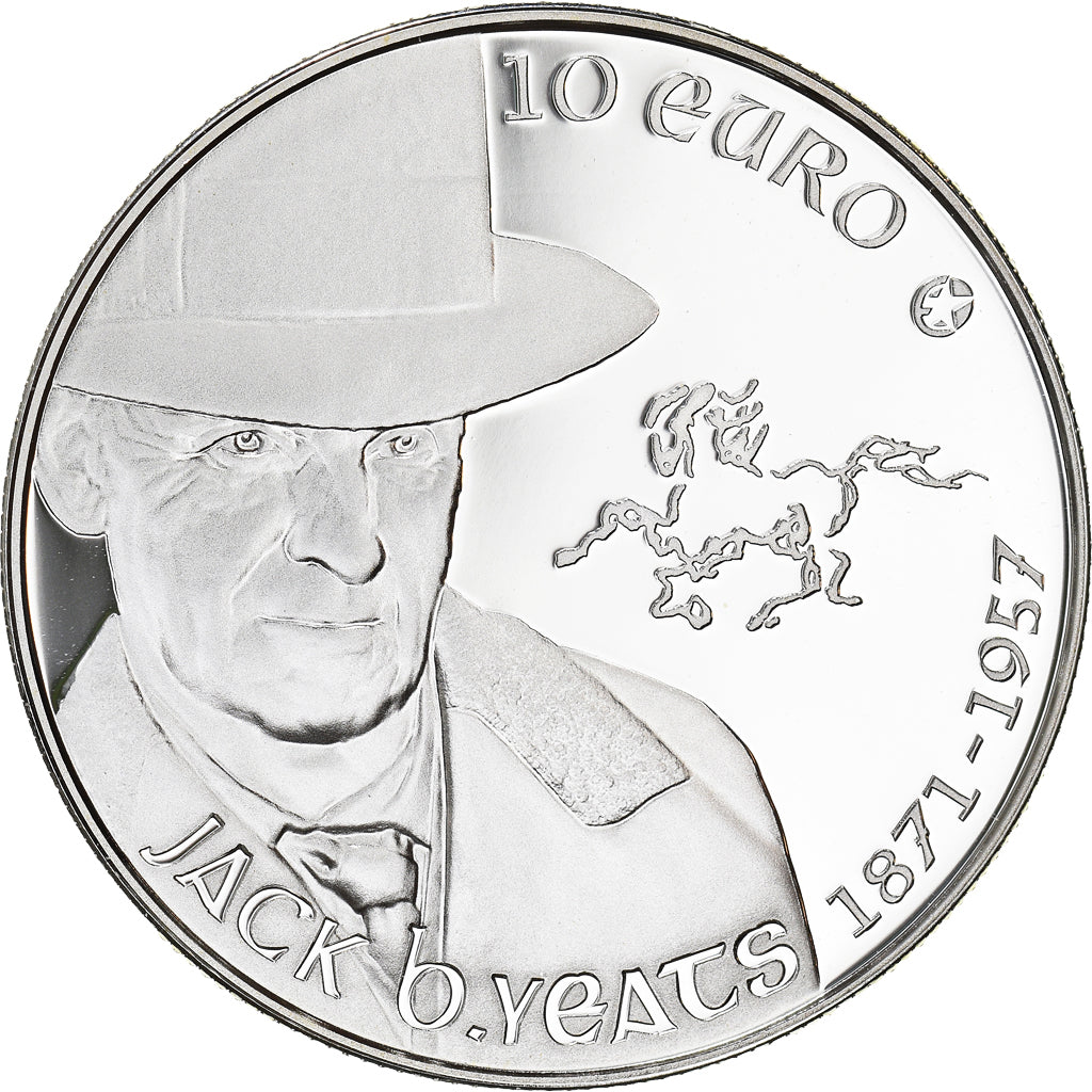 IRELAND REPUBLIC, 10 Euro, Jack B. Yeats, 2012, MS(65-70), Silver, KM:70