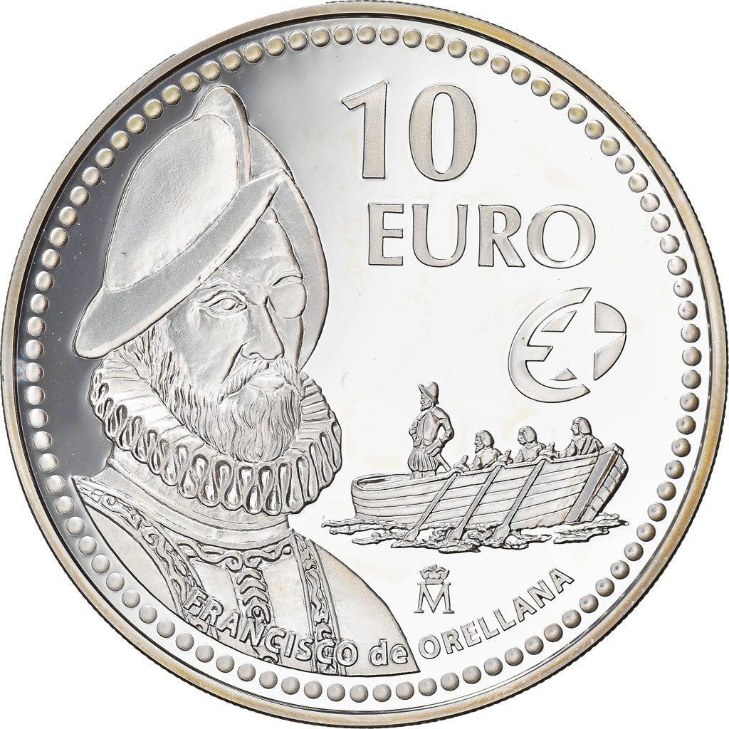 Spain, 10 Euro, 2011, Madrid, Francisco de Orellana, MS(65-70), Silver, KM:1248