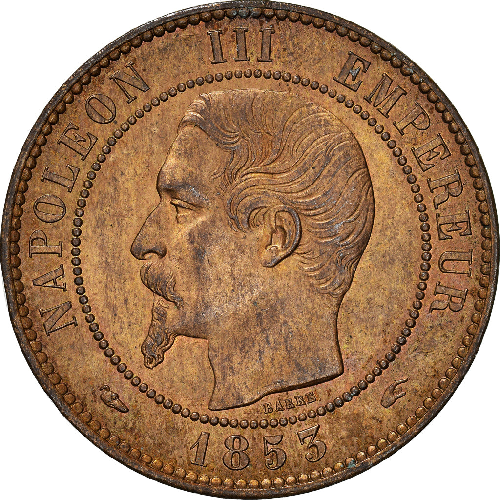 Münze, Frankreich, Napoleon III, 10 Centimes, 1853, Paris, VZ, Bronze