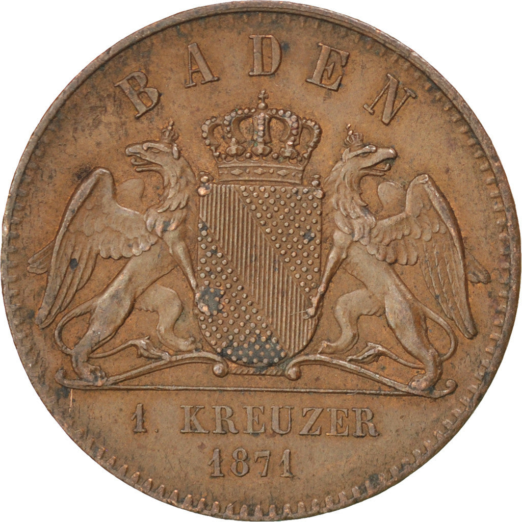 Moneta, Stati tedeschi, BADEN, Friedrich I, Kreuzer, 1871, SPL-, Rame, KM:252