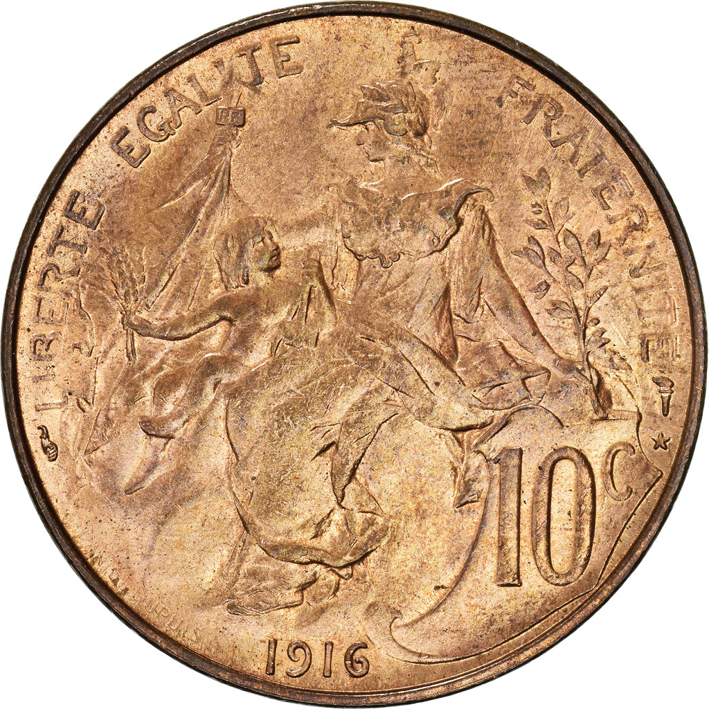 Monnaie, France, Dupuis, 10 Centimes, 1916, Paris, SUP+, Bronze, KM:843, Le