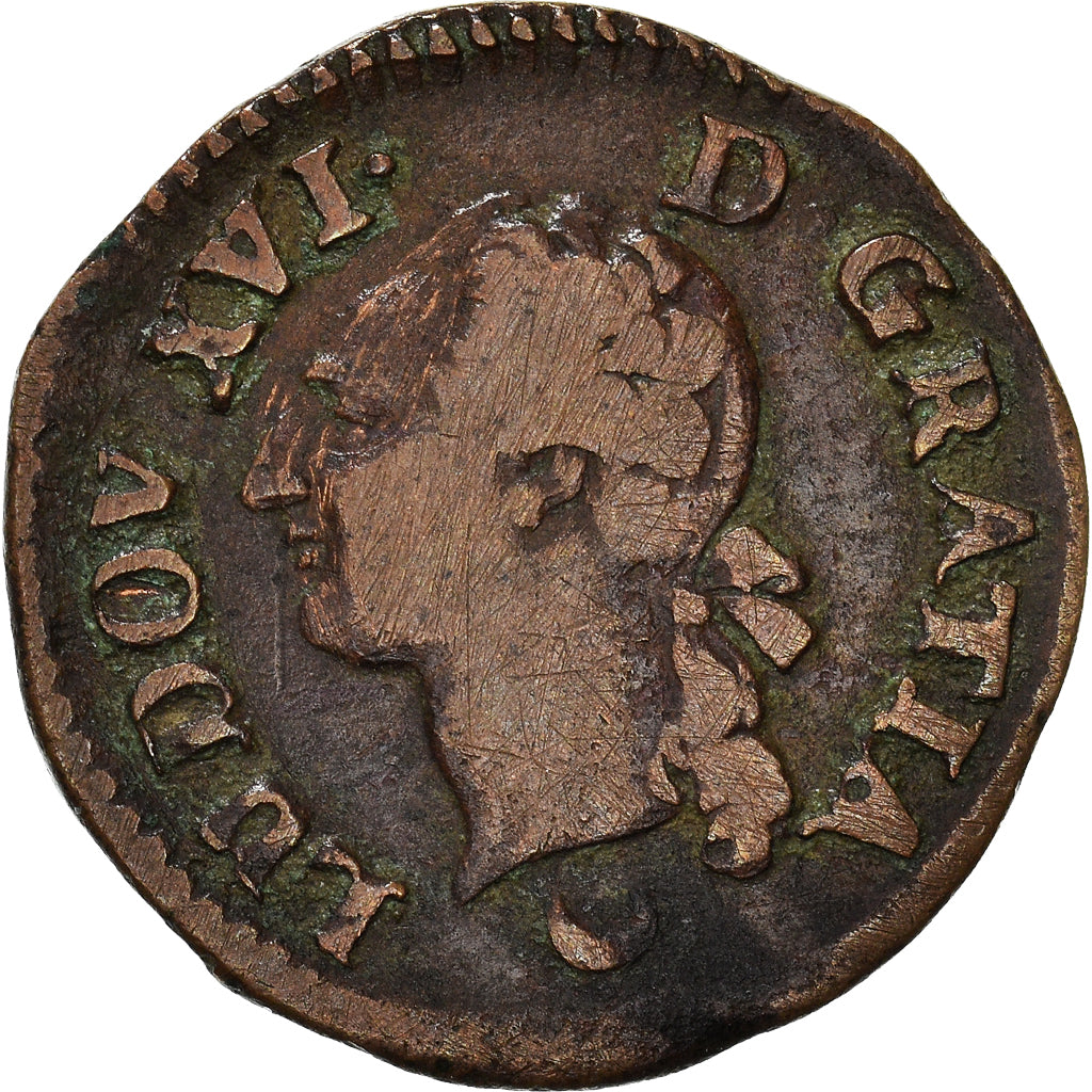 Moneda, Francia, Louis XVI, Liard, 1782, Metz, BC+, Cobre, KM:585.2, Gadoury:348