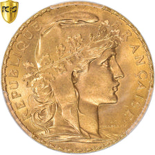 Moneta, Francia, Marianne, 20 Francs, 1907, Paris, PCGS, MS66, FDC, Oro, KM:857