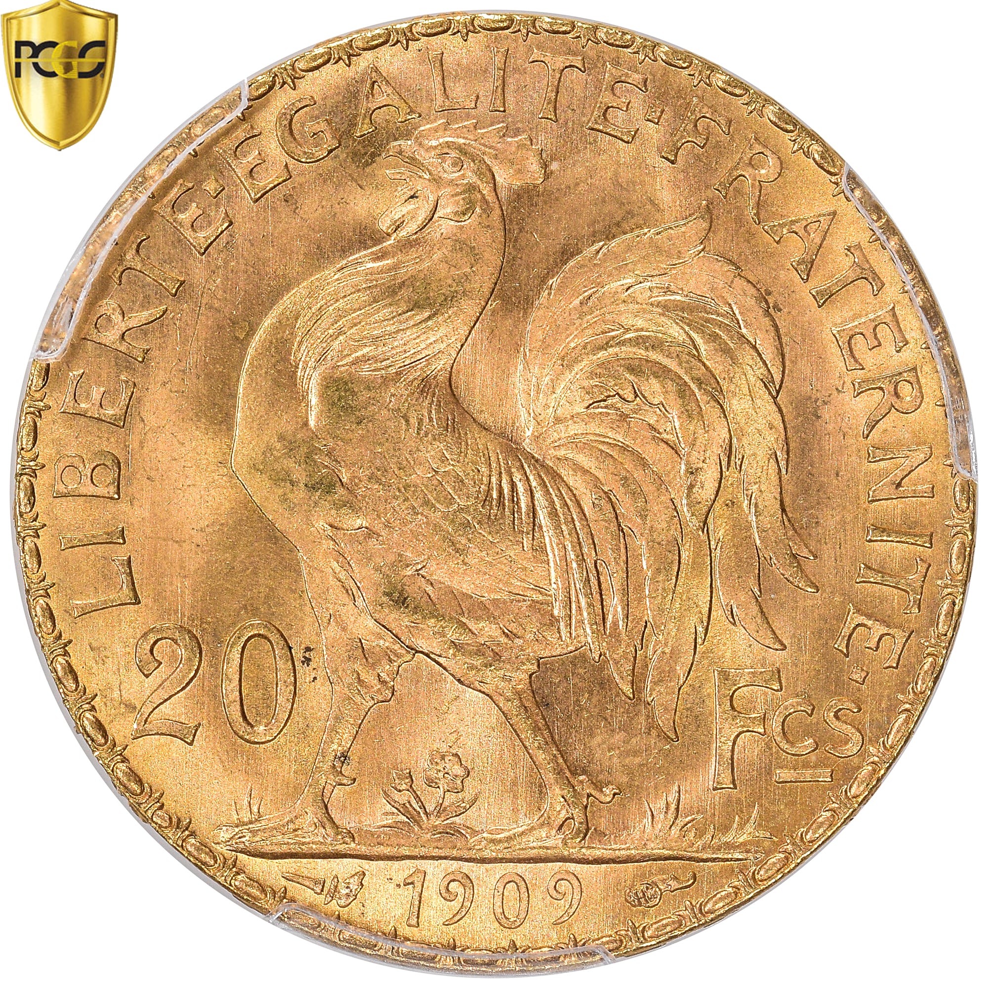 Coin, France, Marianne, 20 Francs, 1909, Paris, PCGS, MS65, MS(65-70), Gold