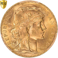 Moneta, Francia, Marianne, 20 Francs, 1909, Paris, PCGS, MS66, FDC, Oro, KM:857