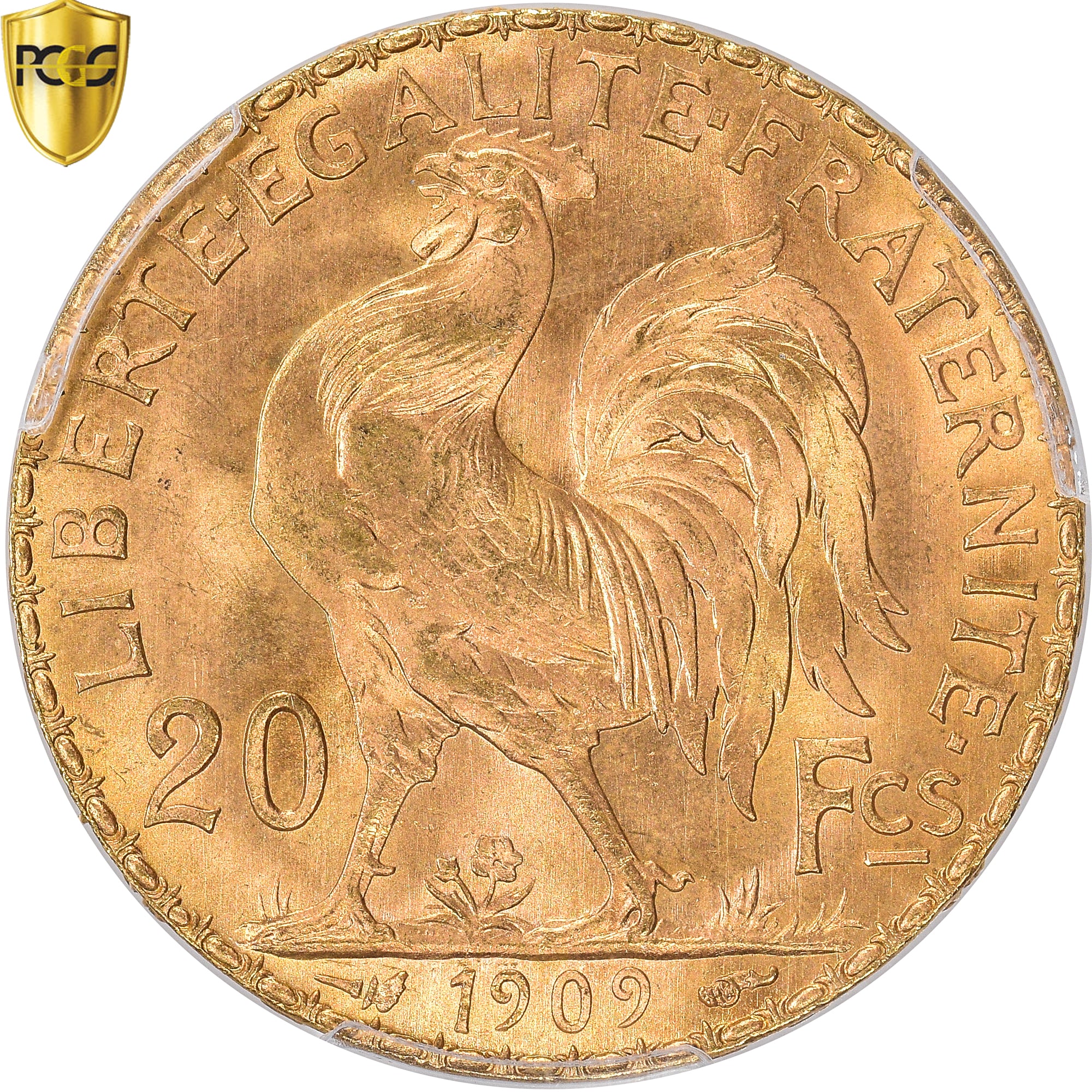 Moneta, Francia, Marianne, 20 Francs, 1909, Paris, PCGS, MS66, FDC, Oro, KM:857