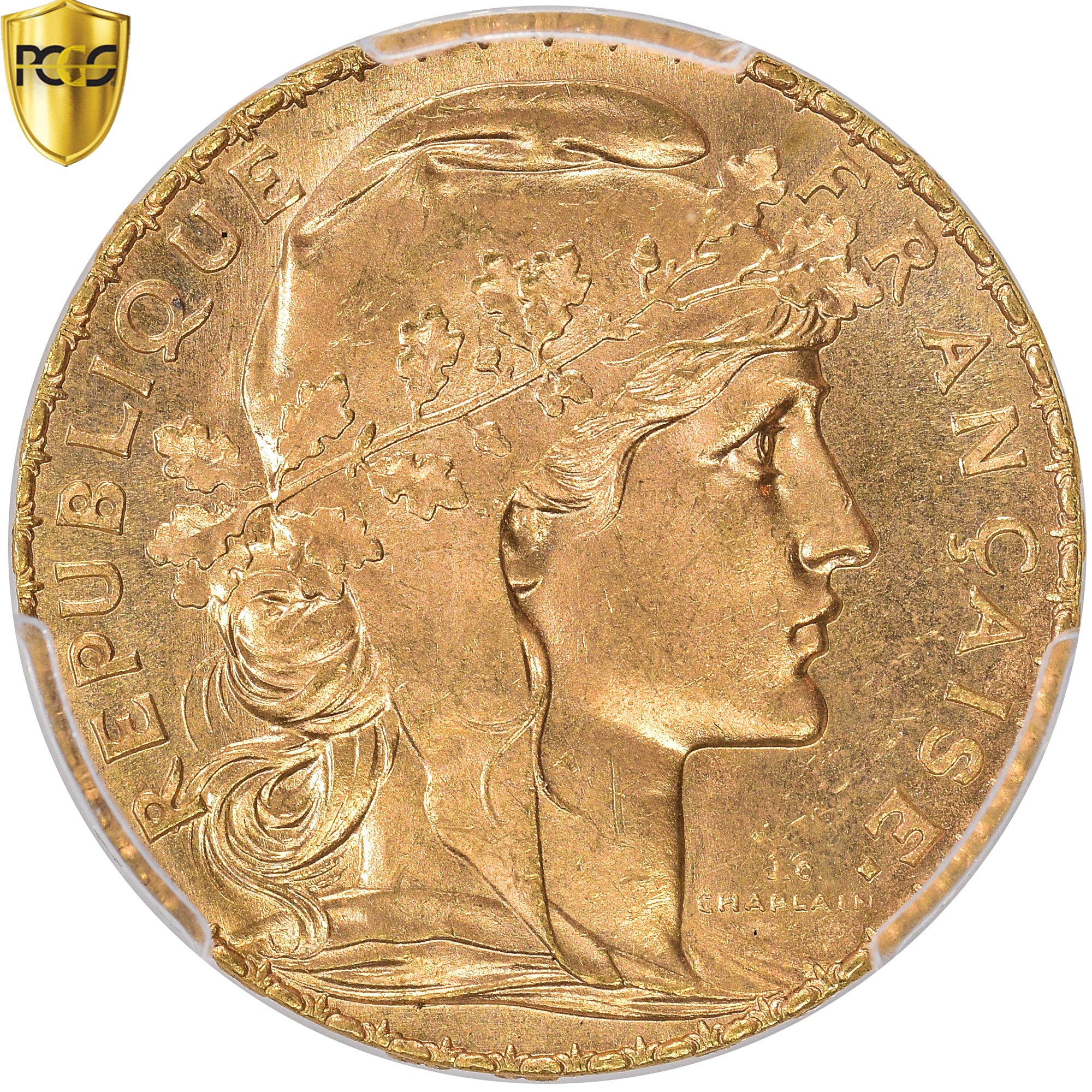 Münze, Frankreich, Marianne, 20 Francs, 1910, Paris, PCGS, MS65+, STGL, Gold