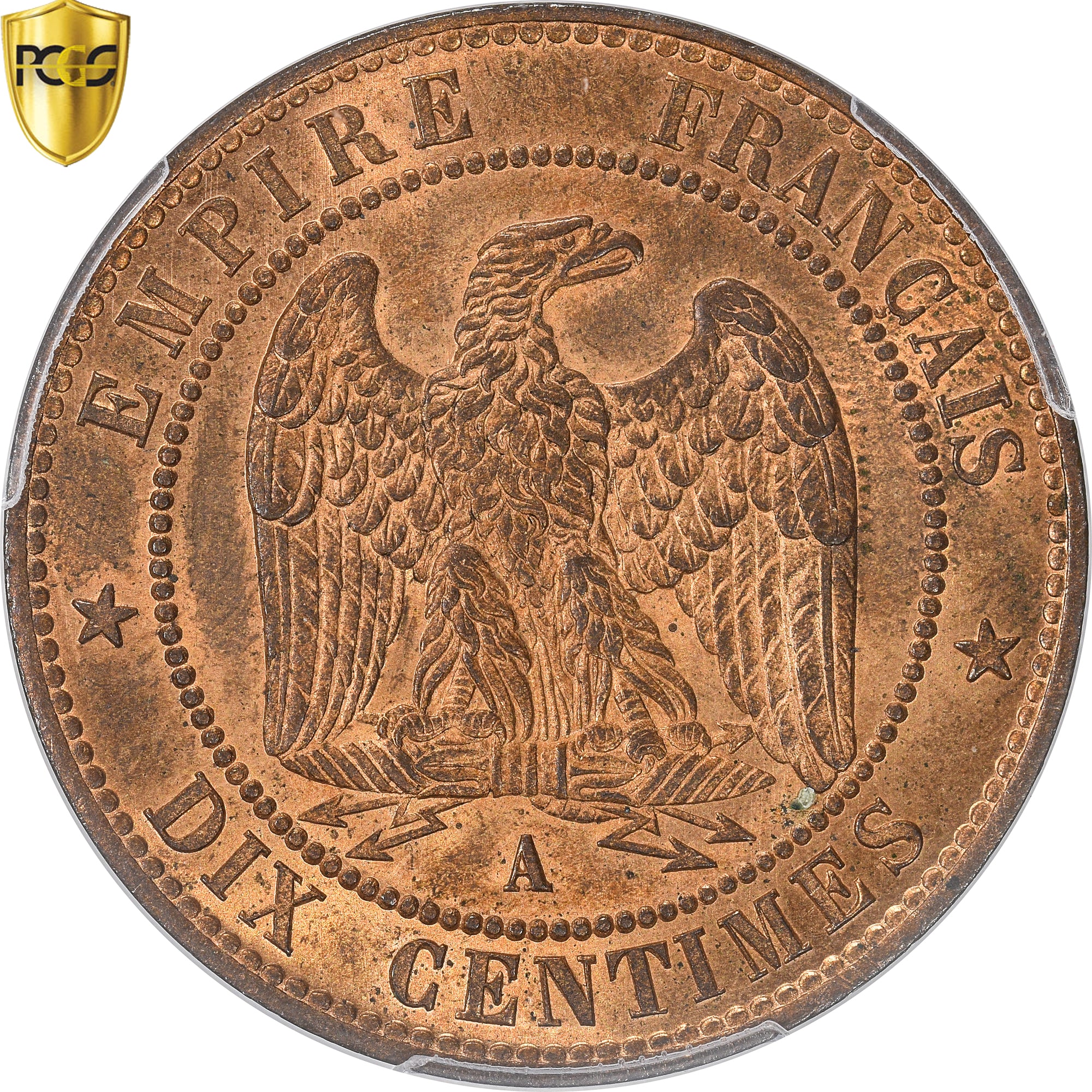 Coin, France, Napoleon III, 10 Centimes, 1853, Paris, PCGS, MS64+RB, MS(64)