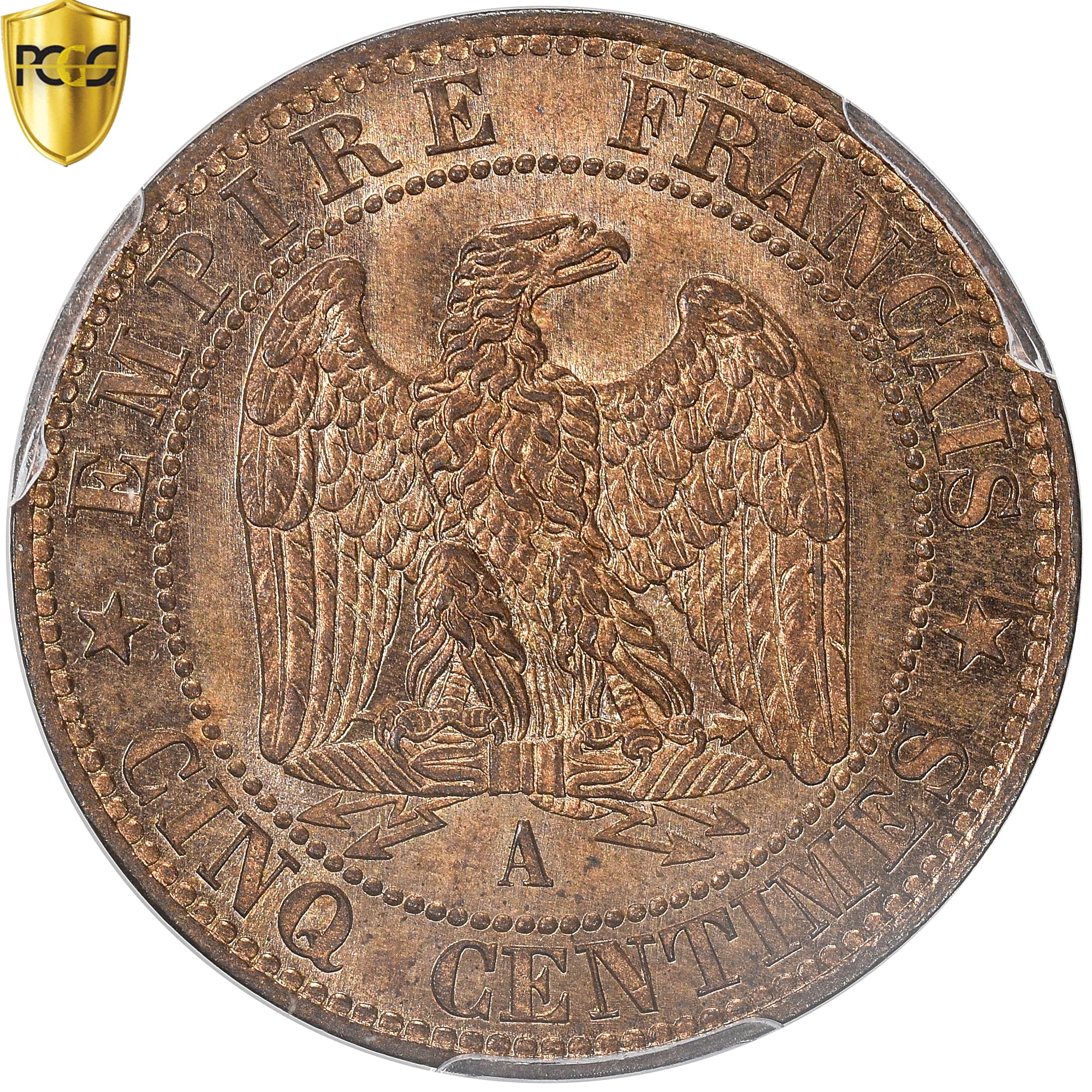 Coin, France, Napoleon III, 5 Centimes, 1853, Paris, PCGS, MS64RB, MS(64)