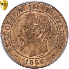 Coin, France, Napoleon III, 2 Centimes, 1855, Strasbourg, PCGS, MS64RB, MS(64)