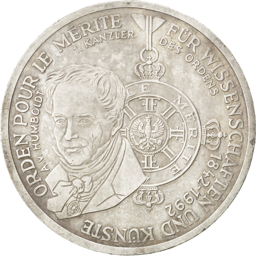 GERMANY - FEDERAL REPUBLIC, 10 Mark, 1992, Munich, KM #179, AU(50-53), Silver,..