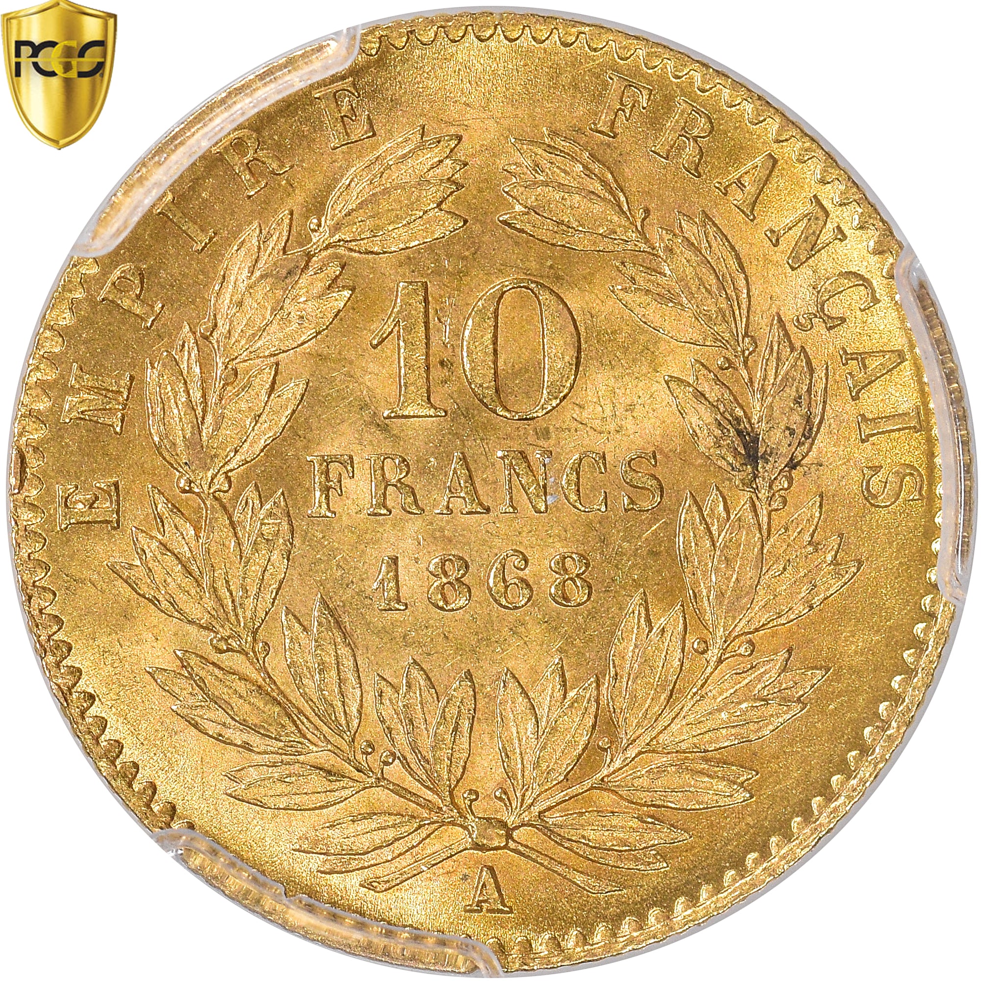 Monnaie, France, Napoleon III, 10 Francs, 1868, Paris, PCGS, MS63, SPL, Or