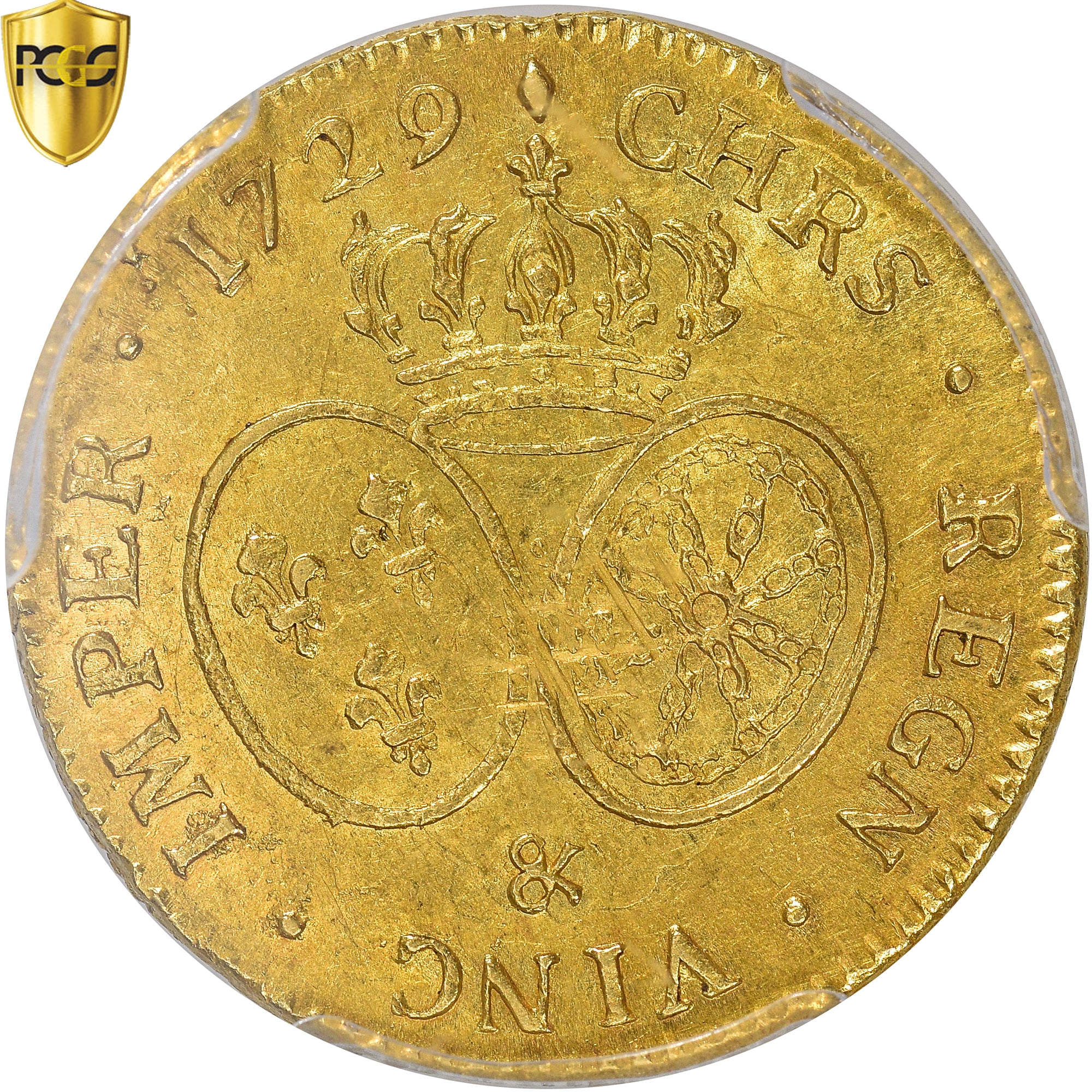 Münze, Frankreich, Louis XV, Louis d'or aux lunettes, Louis d'Or, 1729, Aix