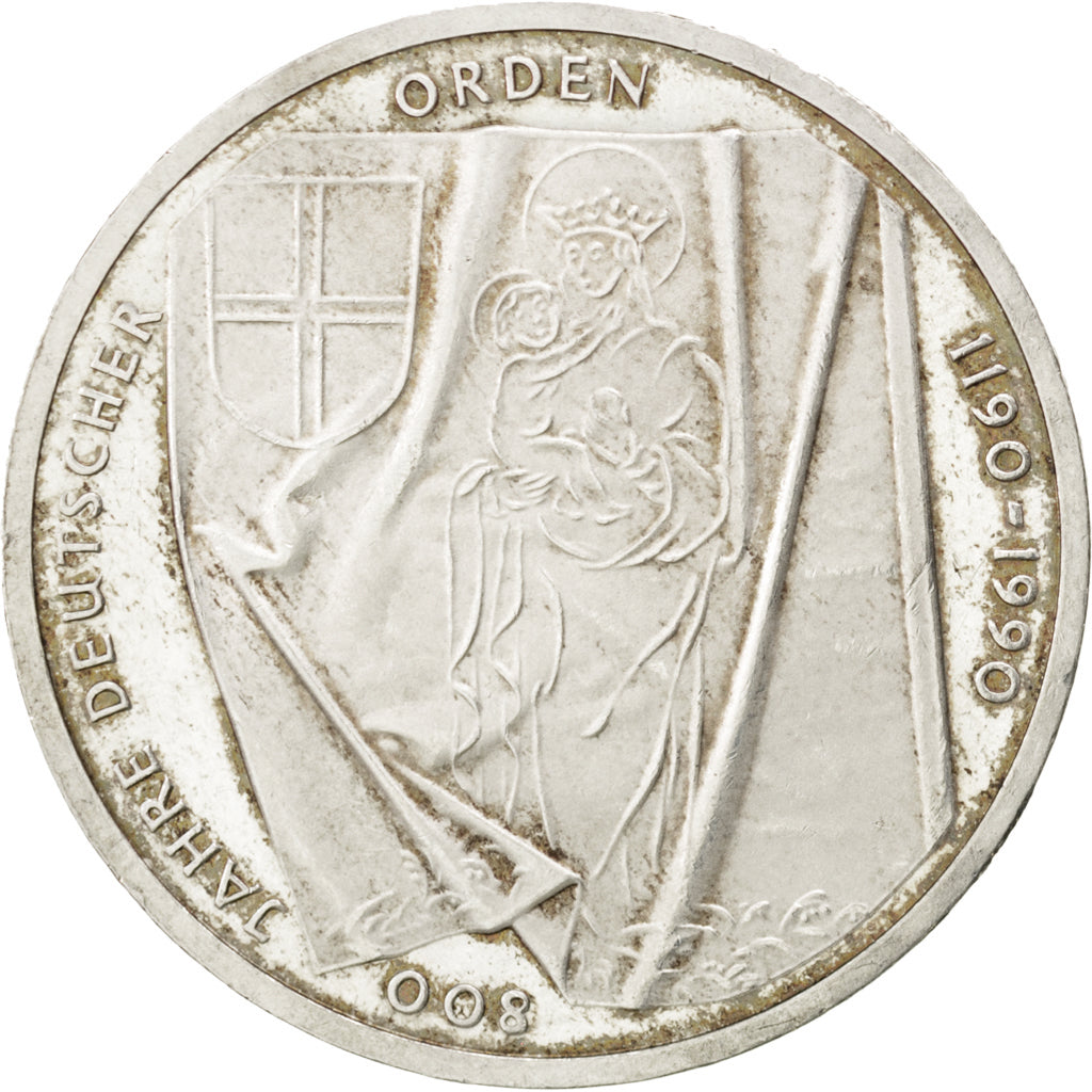 GERMANY - FEDERAL REPUBLIC, 10 Mark, 1990, Hambourg, KM #176, AU(55-58),...