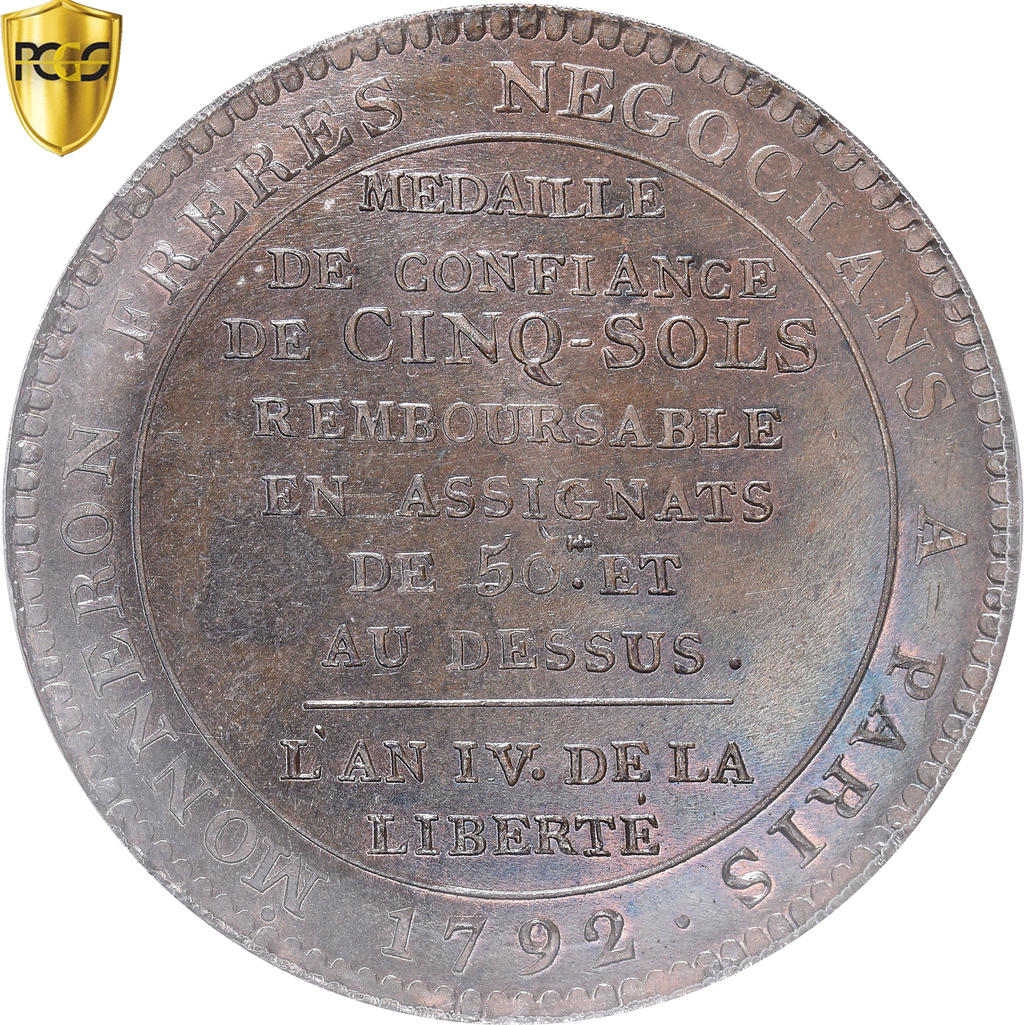 Coin, France, 5 Sols, 1792, Birmingham, PCGS, MS64BN, MS(64), Bronze, KM:Tn31