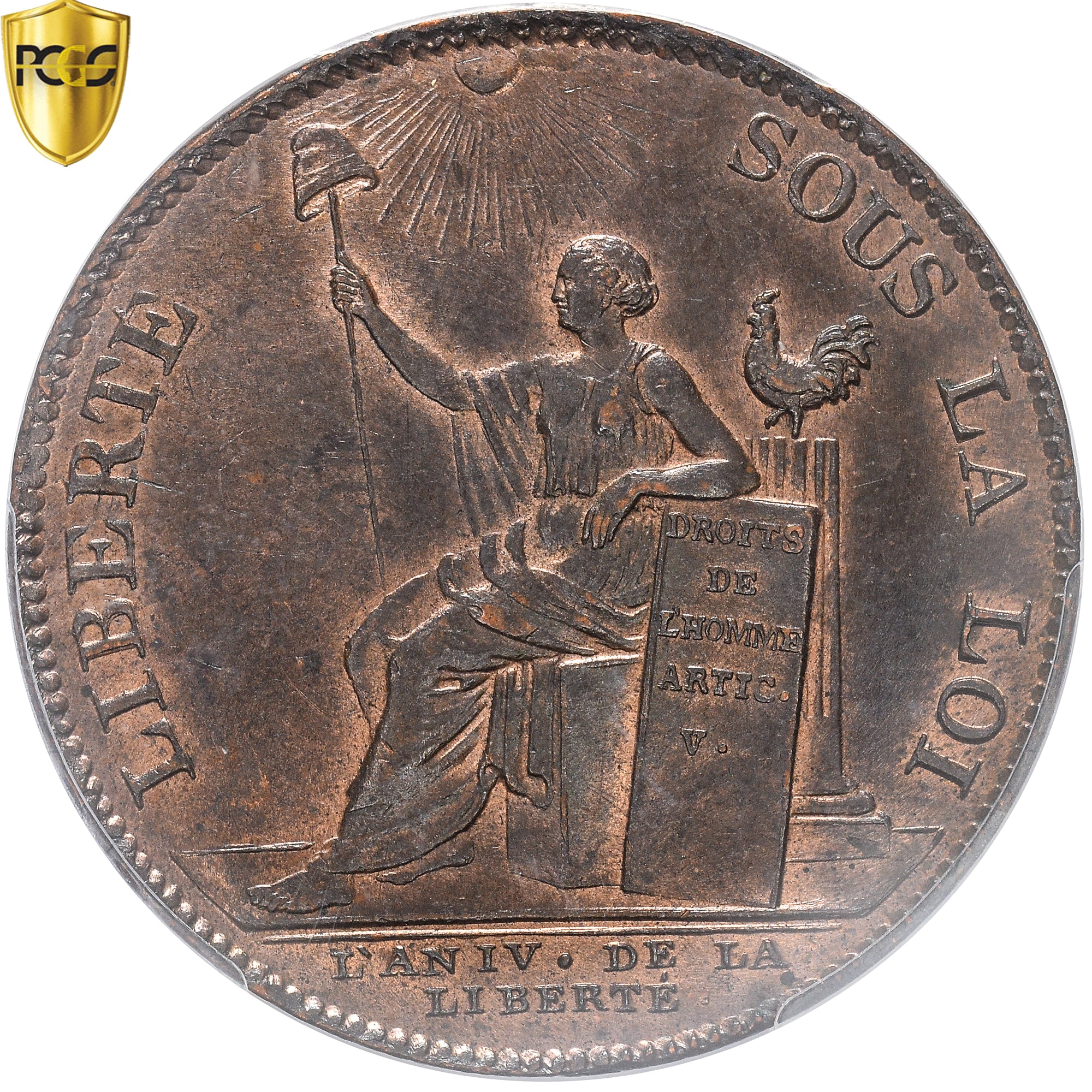 Coin, France, Monneron à la Liberté, 2 Sols, 1792, Birmingham, PCGS, MS64BN