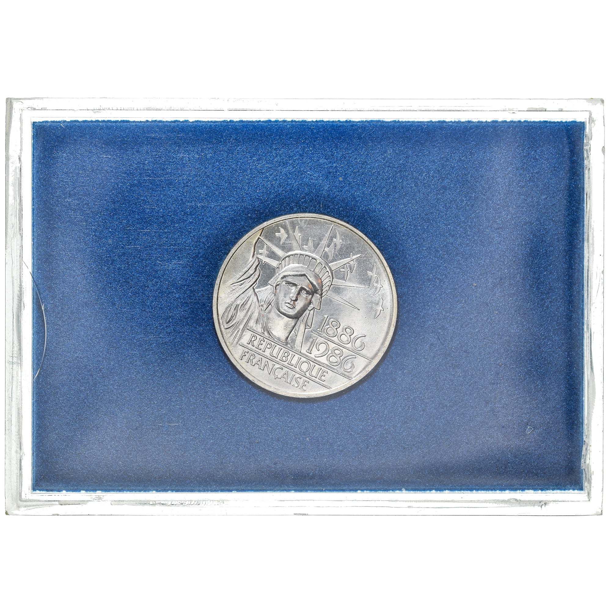 Moeda, França, Statue de la Liberté, 100 Francs, 1986, BU, MS(65-70), Prata