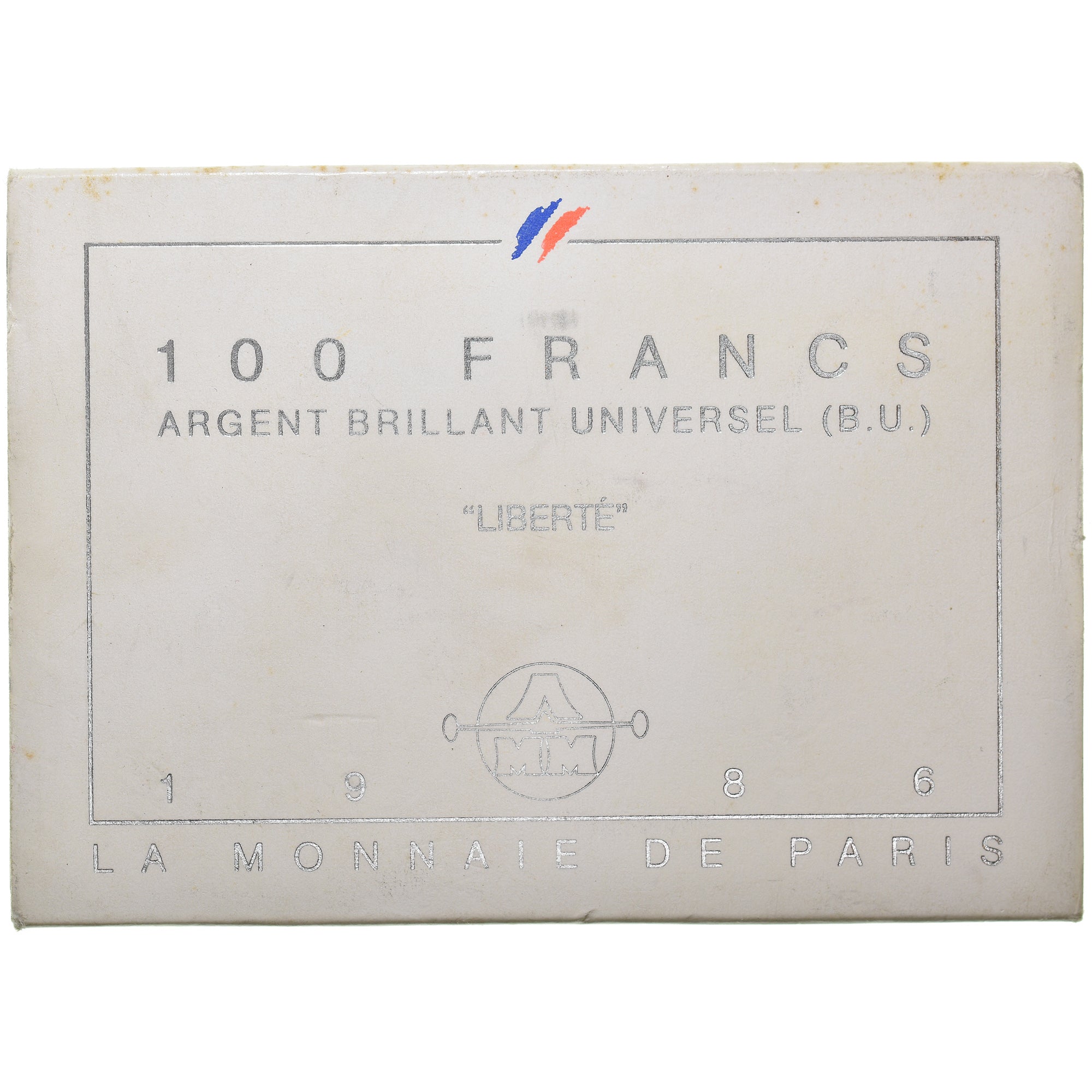 Moeda, França, Statue de la Liberté, 100 Francs, 1986, BU, MS(65-70), Prata