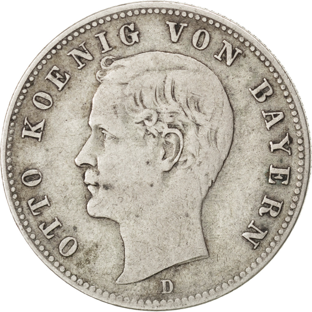 Coin, German States, BAVARIA, Otto, 2 Mark, 1896, Munich, VF(30-35), Silver