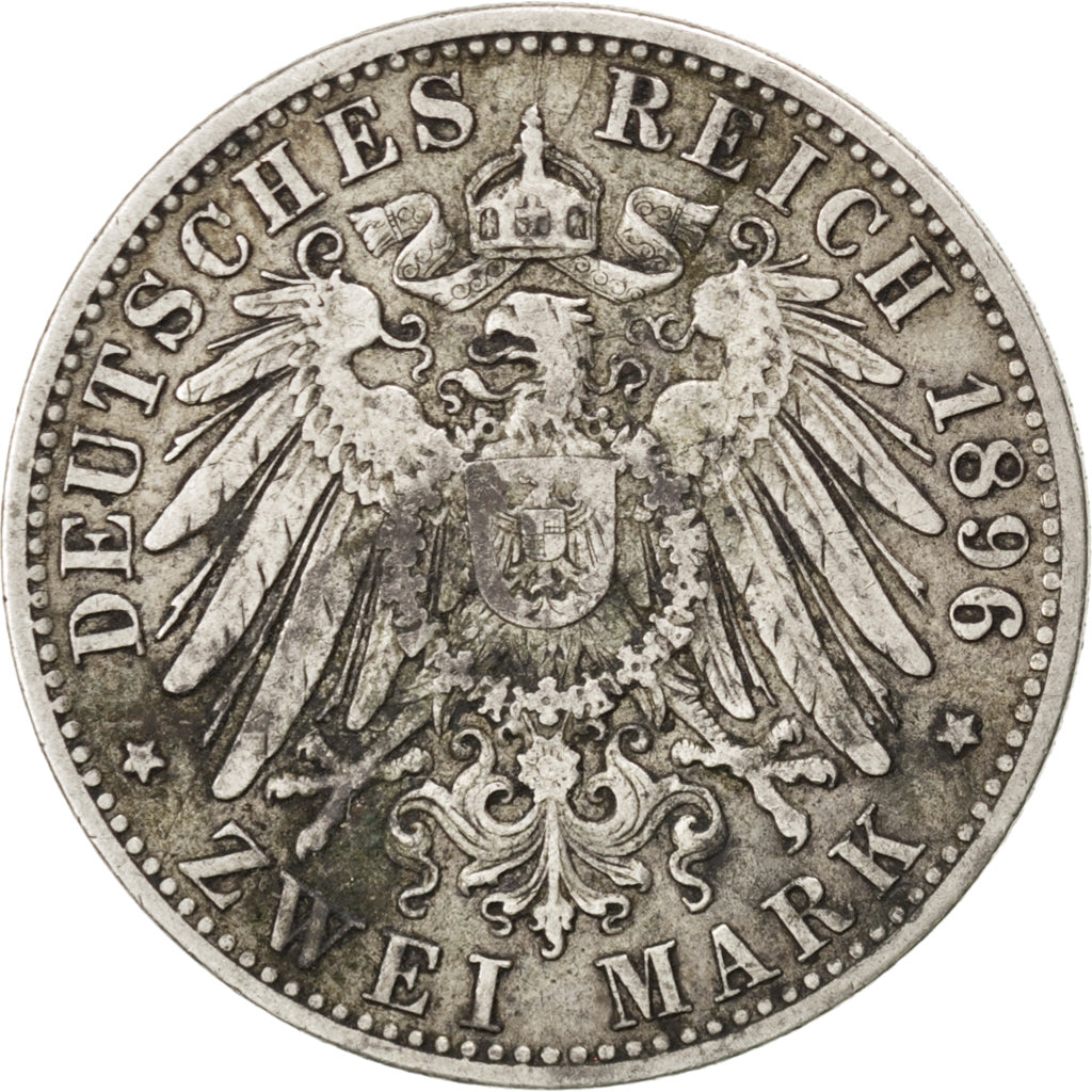 Coin, German States, BAVARIA, Otto, 2 Mark, 1896, Munich, VF(30-35), Silver