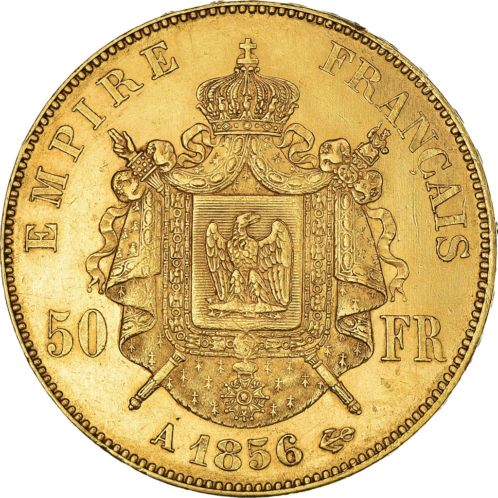 Moneta, Francia, Napoleon III, 50 Francs, 1856, Paris, BB+, Oro, KM:785.1, Le