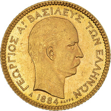 Coin, Greece, George I, 20 Drachmai, 1884, Paris, AU(55-58), Gold, KM:56