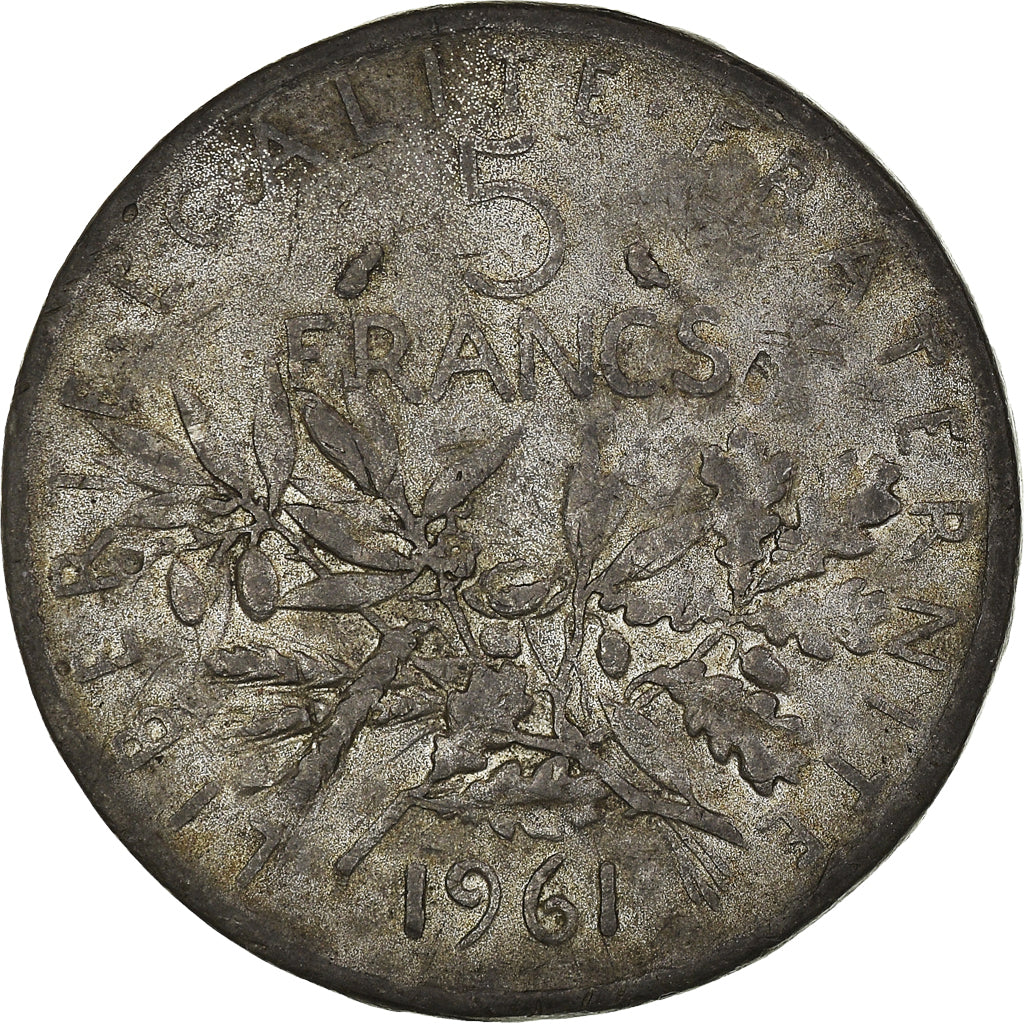 Coin, France, Semeuse, 5 Francs, 1961, Paris, Contemporary forgery in tin