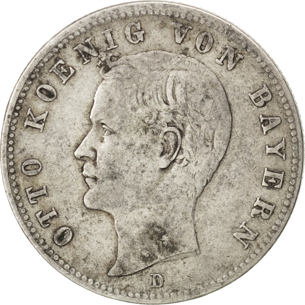 Coin, German States, BAVARIA, Otto, 2 Mark, 1896, Munich, VF(30-35), Silver