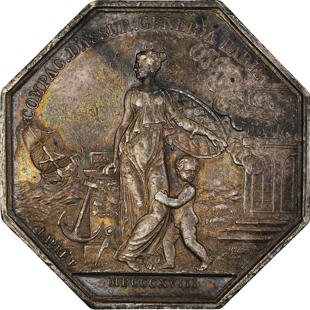 Frankreich, Token, Insurance, Louis XVIII, Les Assurances Générales, 1818