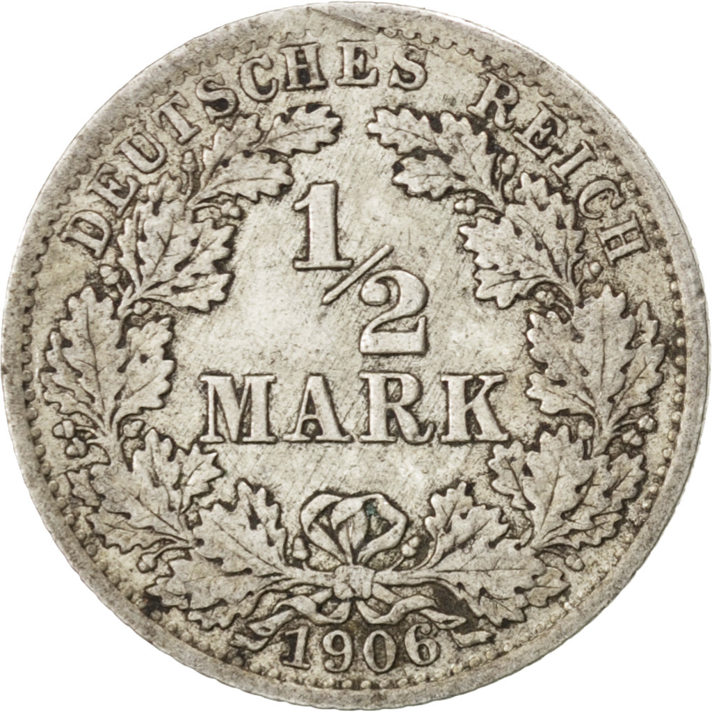 GERMANIA - IMPERO, 1/2 Mark, 1906, Berlin, BB, Argento, KM:17