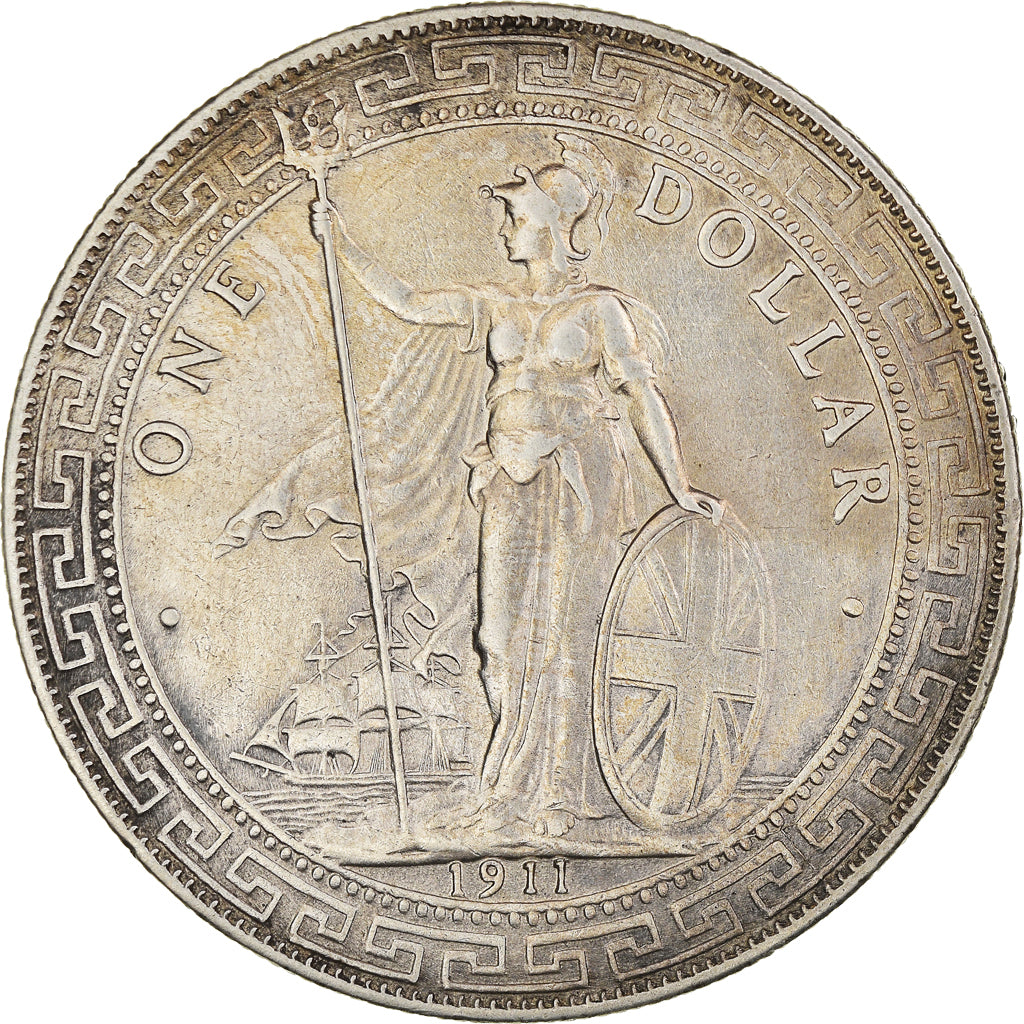 Coin, Great Britain, Dollar, 1911, Bombay, AU(50-53), Silver, KM:T5