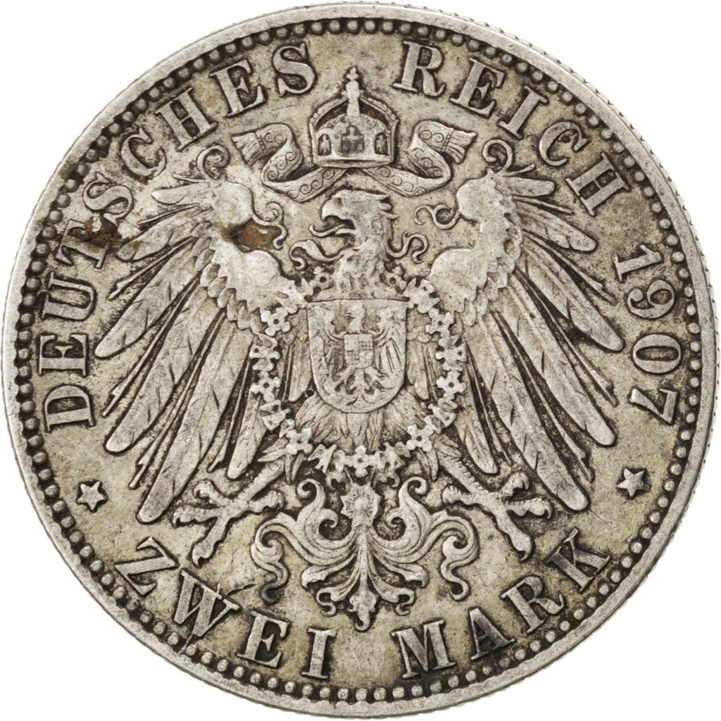 Coin, German States, HAMBURG, 2 Mark, 1907, Hamburg, EF(40-45), Silver, KM:612