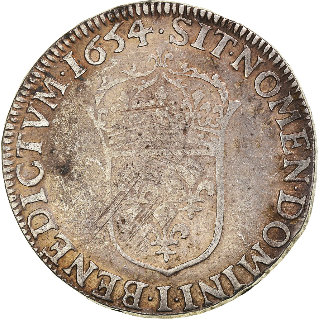 Coin, France, Louis XIV, 1/2 Écu à la mèche longue, 1/2 Ecu, 1654, Limoges