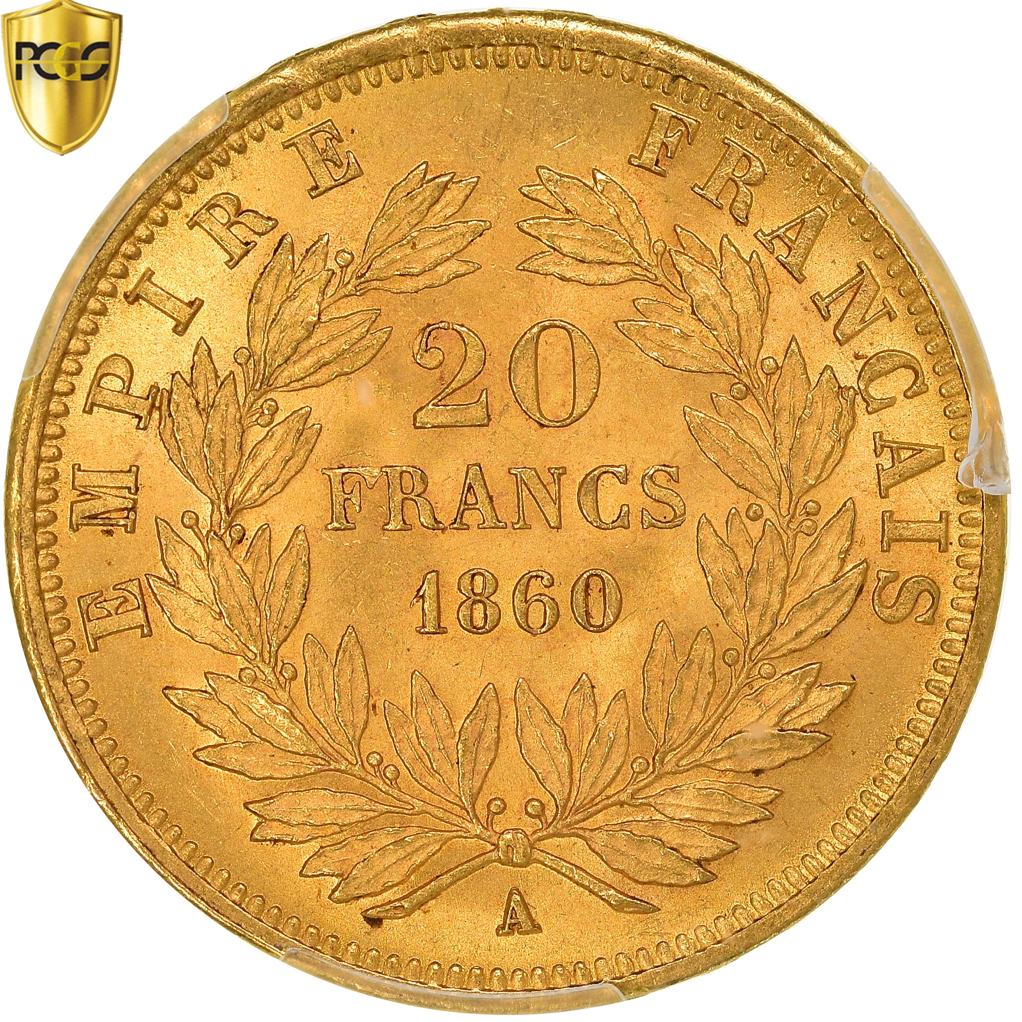 Coin, France, Napoleon III, 20 Francs, 1860, Paris, PCGS, MS64, MS(64), Gold