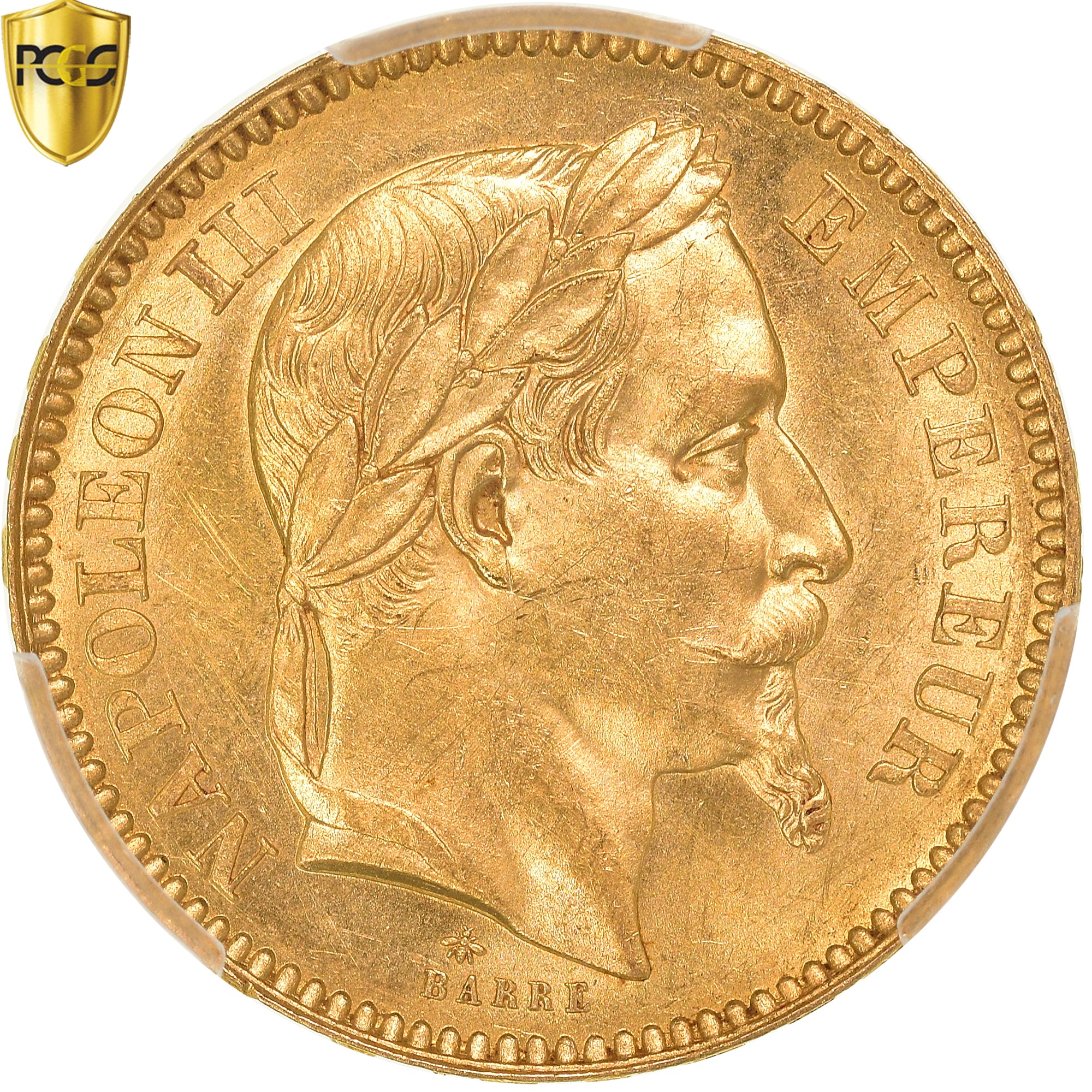 Monnaie, France, Napoleon III, 20 Francs, 1863, Paris, PCGS, MS61, SUP+, Or