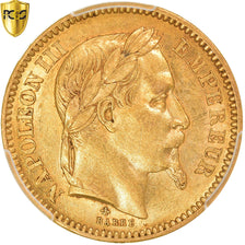 Moneta, Francja, Napoleon III, 20 Francs, 1865, Paris, PCGS, AU58, AU(55-58)
