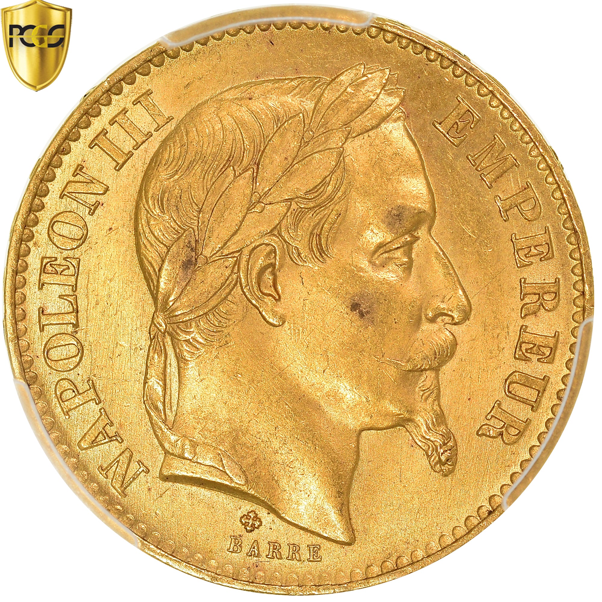 Münze, Frankreich, Napoleon III, 20 Francs, 1867, Strasbourg, PCGS, MS63, UNZ