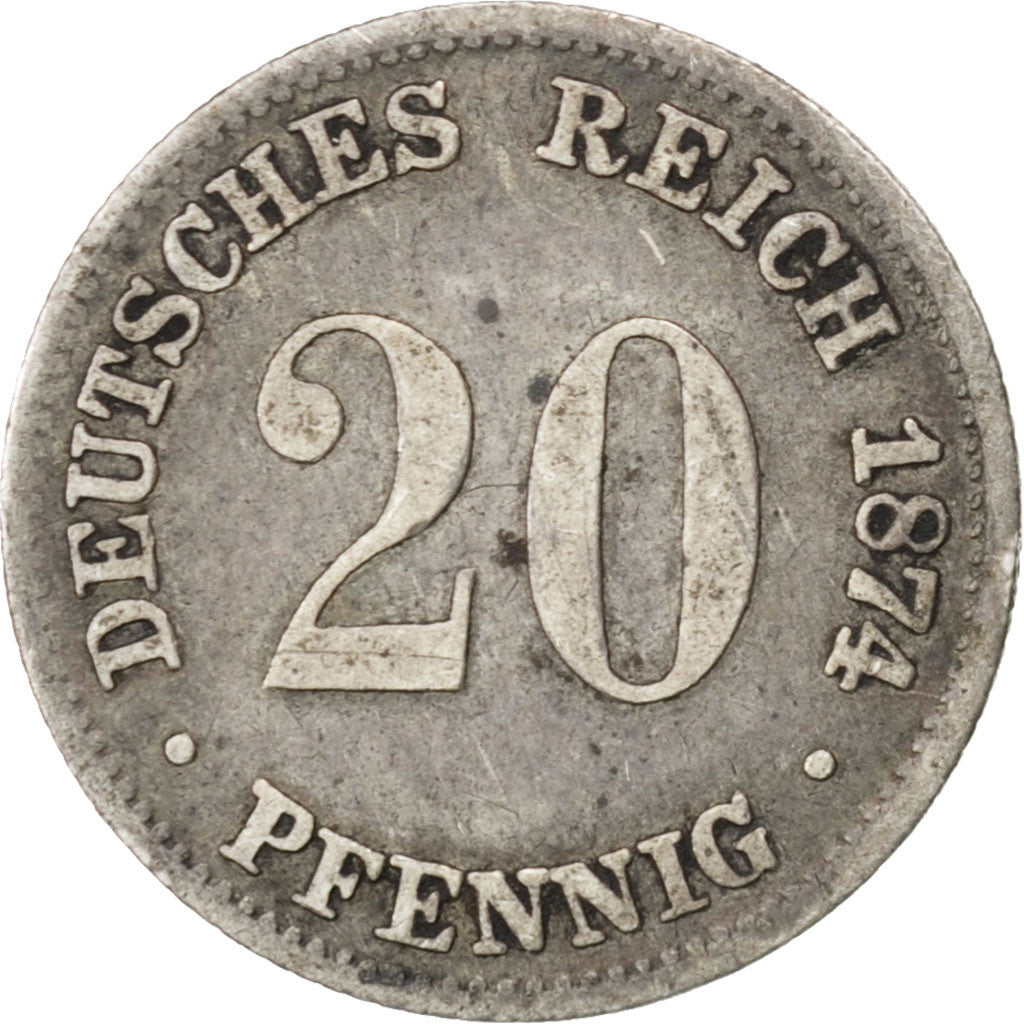 Moneta, GERMANIA - IMPERO, Wilhelm I, 20 Pfennig, 1874, Hannover, BB, Argento