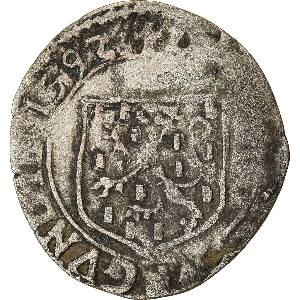 Moneta, Hiszpania, Franche-Comté, Philip II, Carolus, 1592, Dole, VF(20-25)