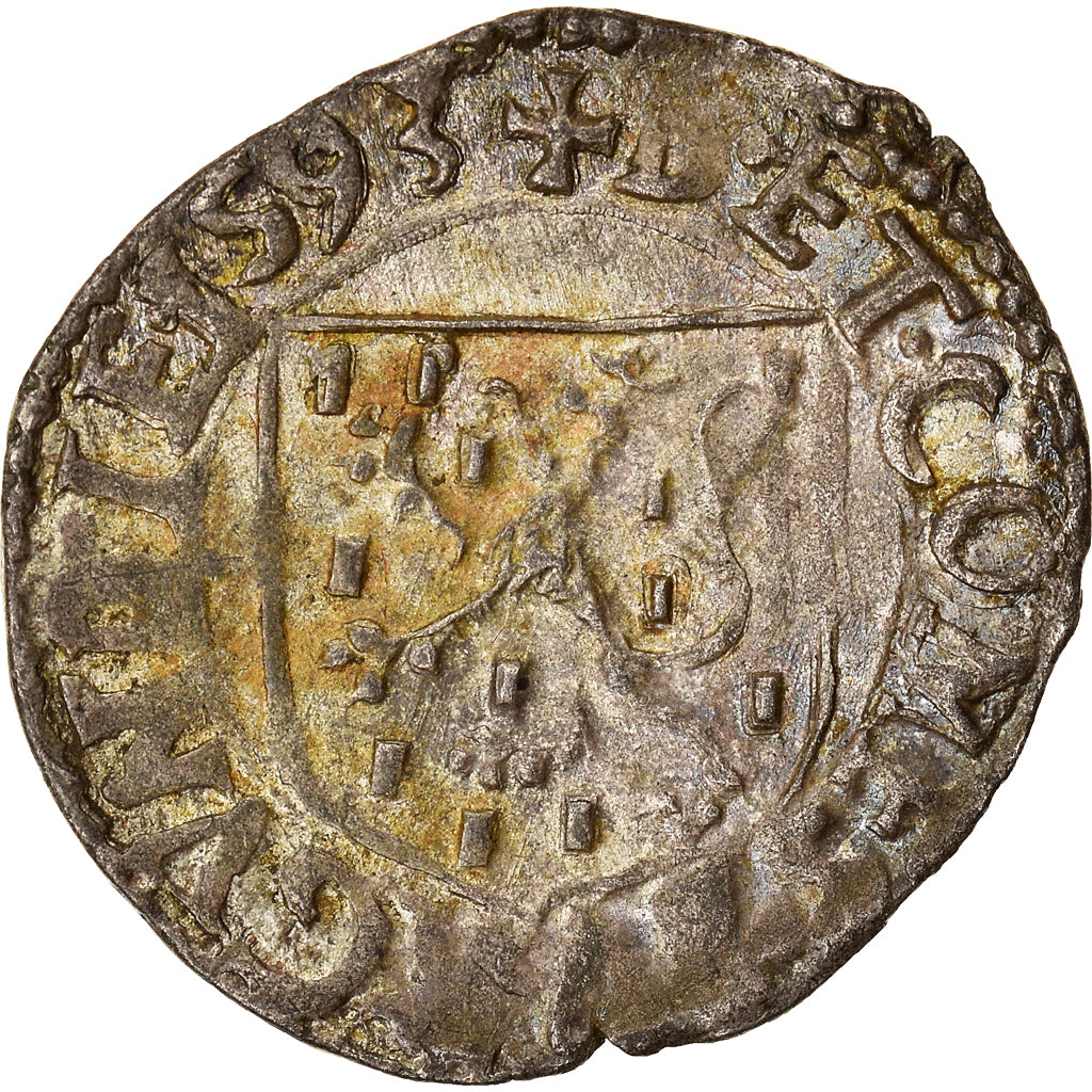 Munten, Spanje, Franche-Comté, Filip II, Carolus, 1593, Dole, ZF, Billon