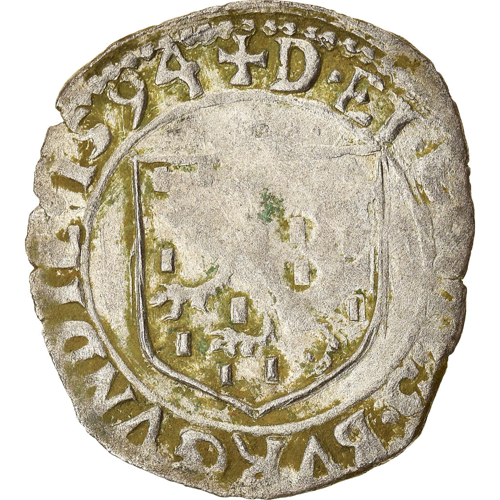 Coin, Spain, Franche-Comté, Philip II, Carolus, 1594, Dole, VF(30-35), Billon