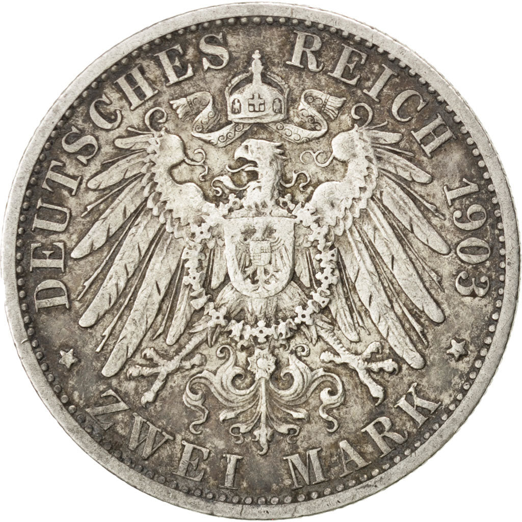 German States, 2 Mark, 1903, Berlin, KM #522, VF(30-35), Silver, 28, 11.08