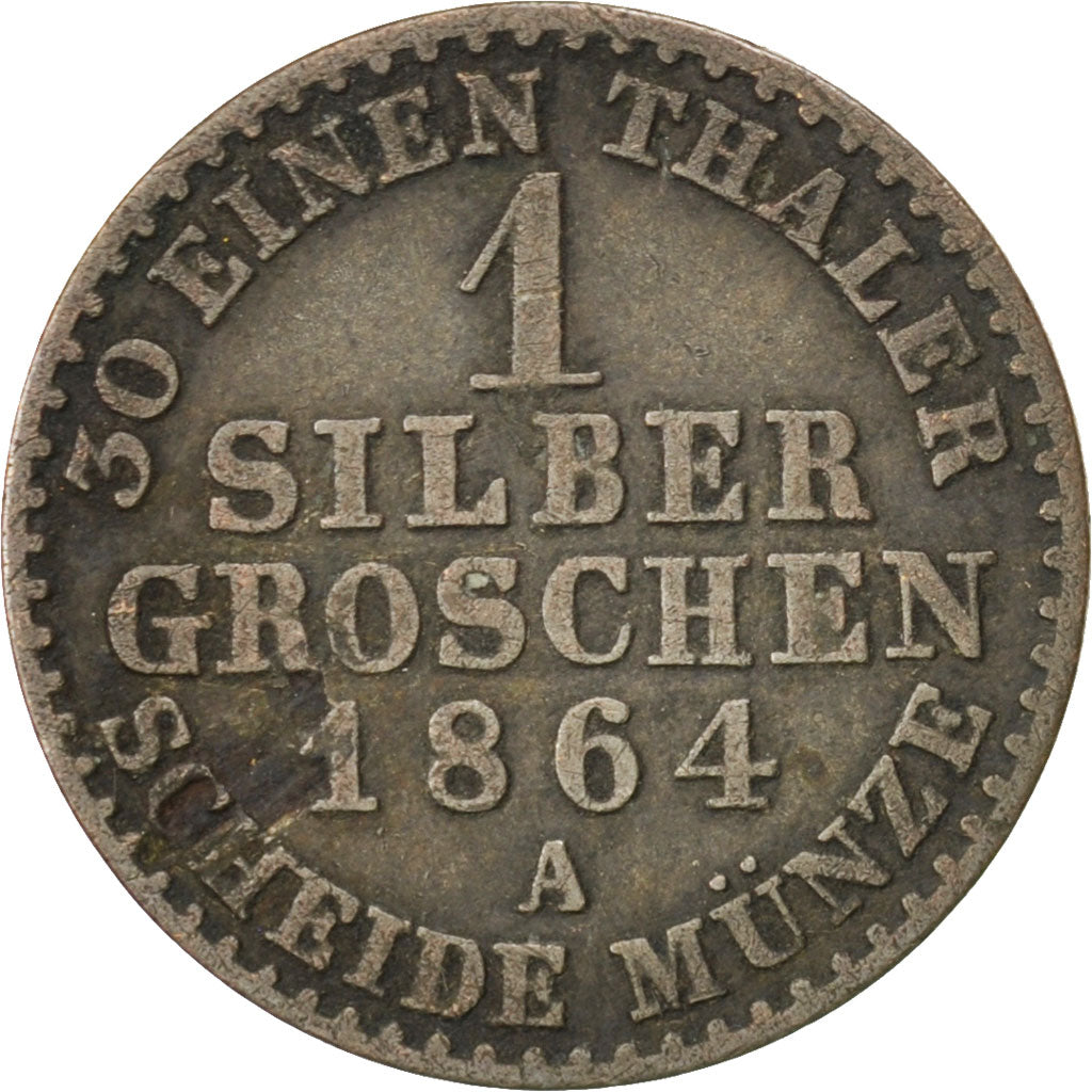 GERMAN STATES, Groschen, 1864, Berlin, KM #485, EF(40-45), Silver, 2.08