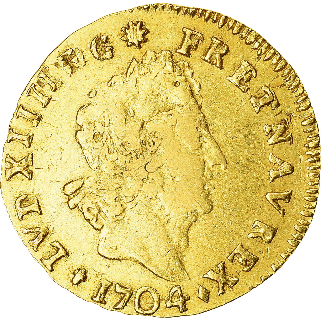Monnaie, France, Louis XIV, 1/2 Louis d'or aux insignes, 1/2 Louis d'or, 1704