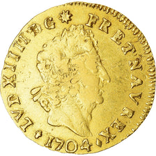 Monnaie, France, Louis XIV, 1/2 Louis d'or aux insignes, 1/2 Louis d'or, 1704
