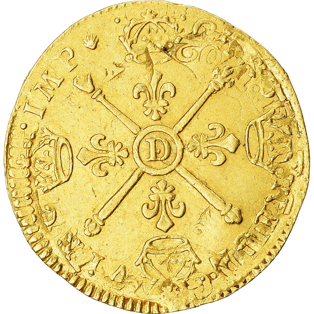 Moeda, França, Louis XIV, 1/2 Louis d'or aux insignes, 1/2 Louis d'or, 1704