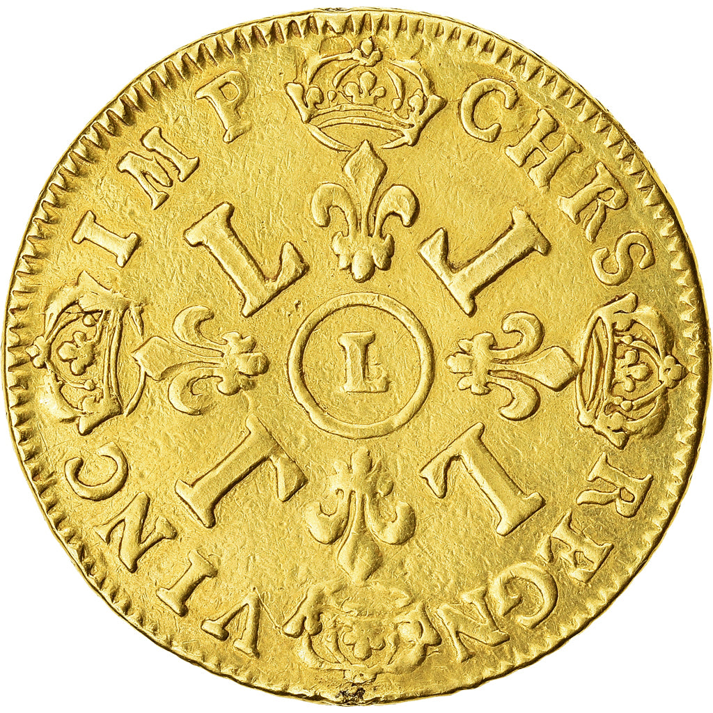 Coin, France, Louis XIV, Double louis d'or aux 4 L, 2 Louis D'or, 1695, Bayonne