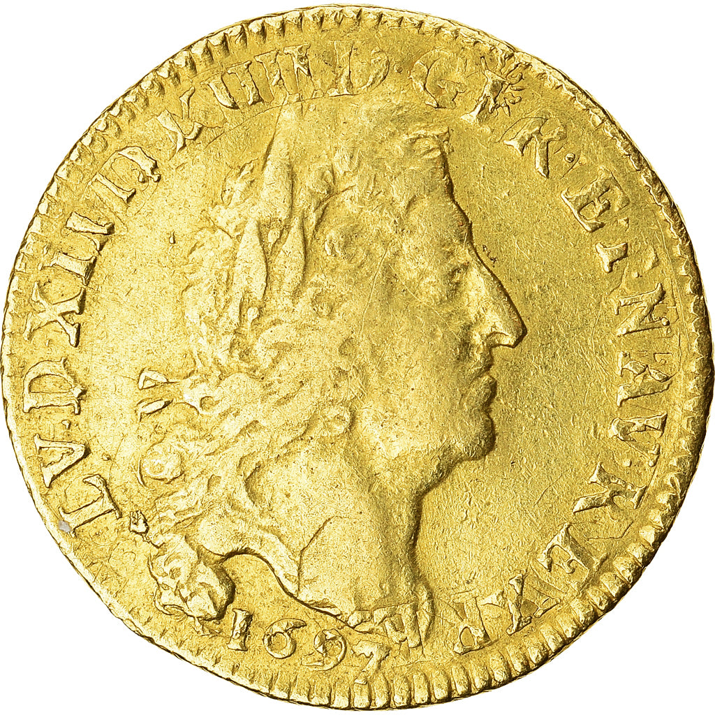 Münze, Frankreich, Louis XIV, Louis d'or aux 4 L, Louis d'Or, 1697, Paris