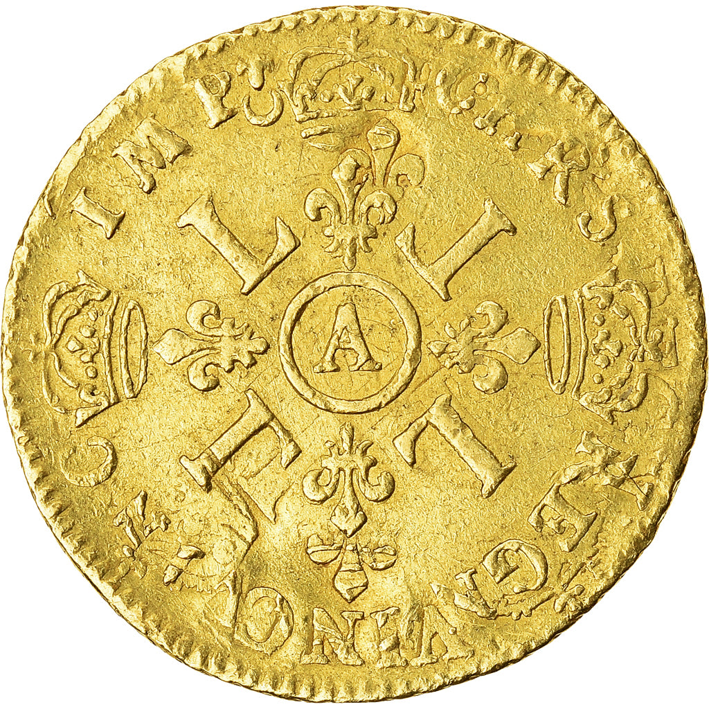 Münze, Frankreich, Louis XIV, Louis d'or aux 4 L, Louis d'Or, 1697, Paris
