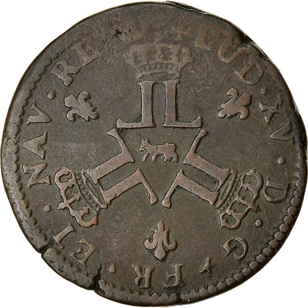 Münze, Frankreich, Louis XV, Sol des mines ou « Sol de Béarn », Sol, 1728